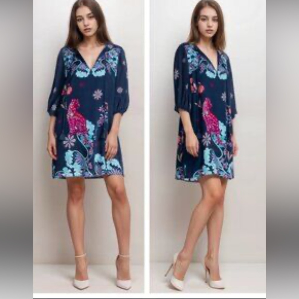 New Johnny Was Jade Dress with Floral Accents size XL silk - Picture 4 of 15